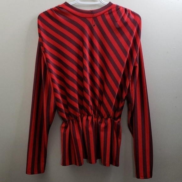 Zara Stripped with Ruffled Hem Blouse Size S - Picture 1 of 6